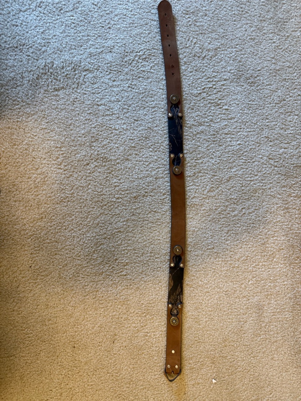 Brown Leather Western-style Belt with Conchos